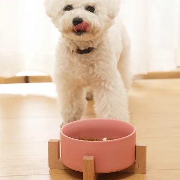 Pets Water Bowls with Wood Stand No Spill Large Feeder Dish for Dogs Cats Feeding Dog Bowl Cat Food Puppy Pet Supplies 3