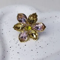 Ensemble de bijoux fins pour femmes, nouvelle série originale de fleurs riches, Quartz Rose, fleur éblouissante, collier, boucle d'oreille, Bracelet, bague, 2025 6
