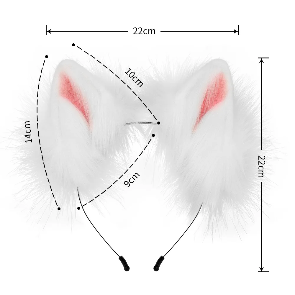 Masquerade Faux Fur Fox Cat Ear Hairband，Long Tail，Beast Claw Gloves Cosplay Accessories Set Animal Costume