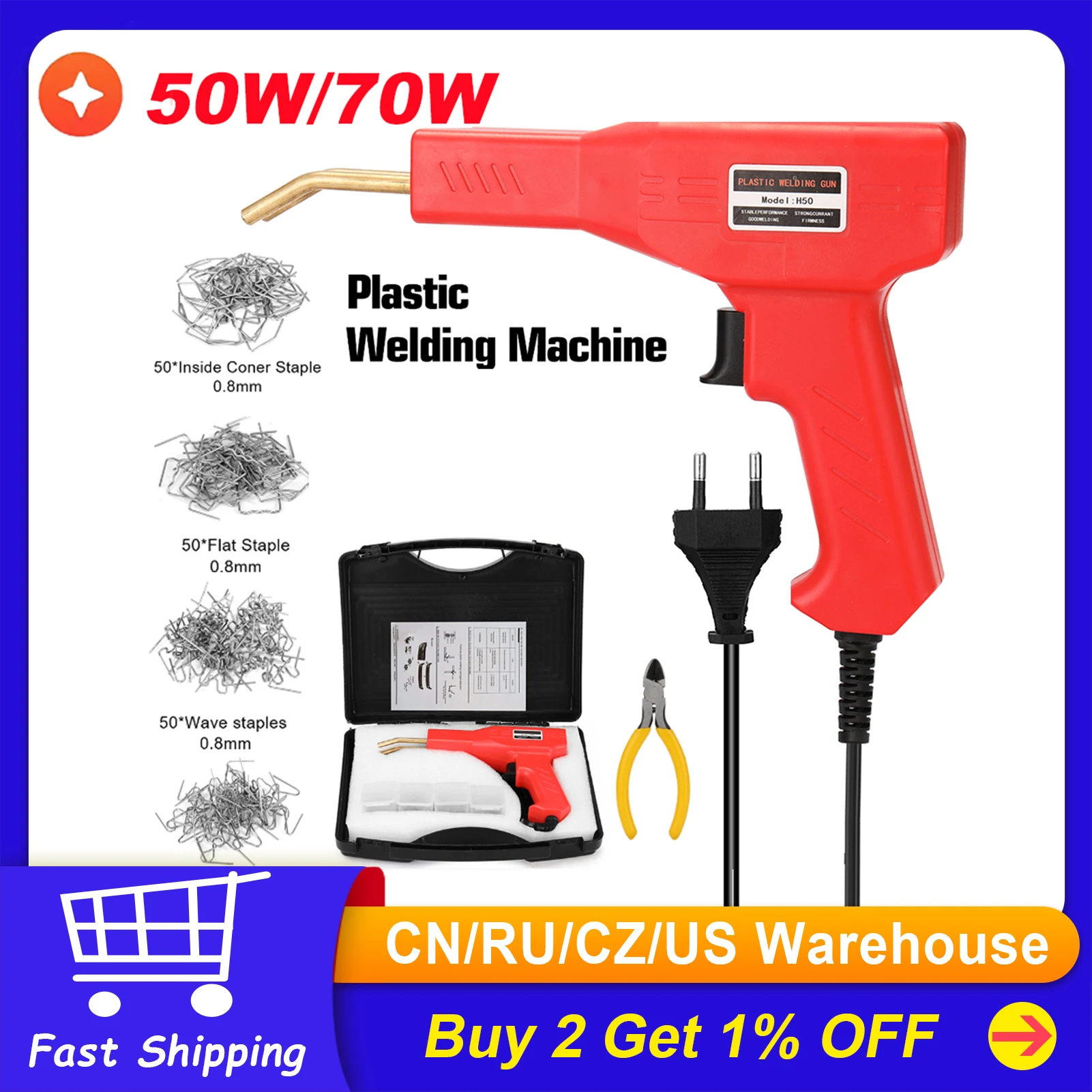 50W Hot Stapler Plastic Repair Kit Plastic Welding Machine Car Bumper  Repair Kit - China Car Bumper Crack Repair Kit, Flat/Outside Corner/Inside  Corner/Wave Staples