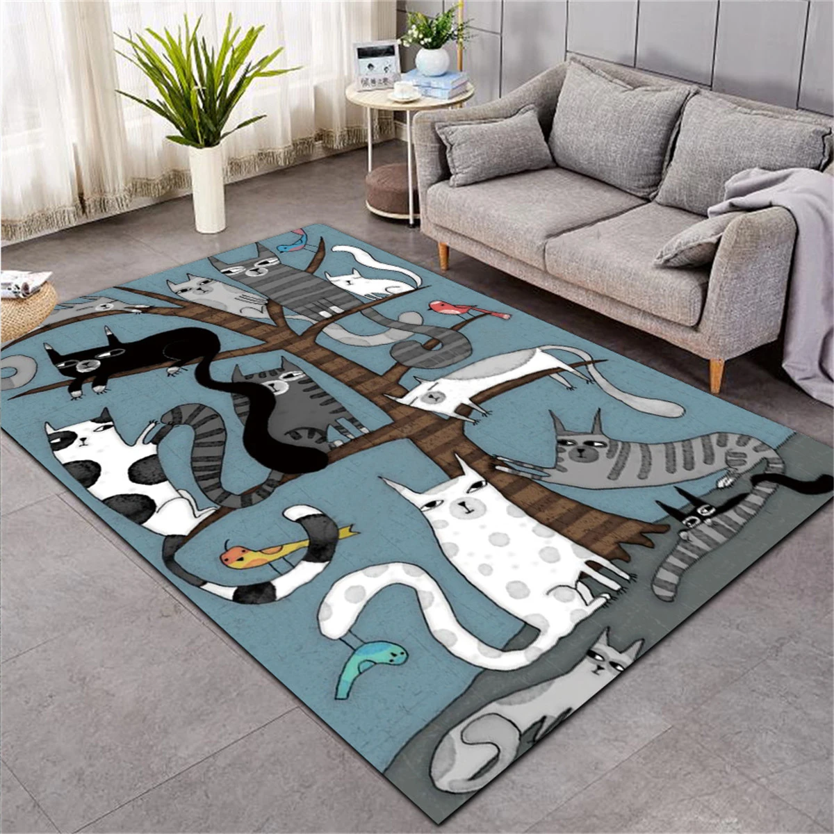 Floor Mat Carpet Mat Cartoon Cat Pattern Room Living Household Decoration