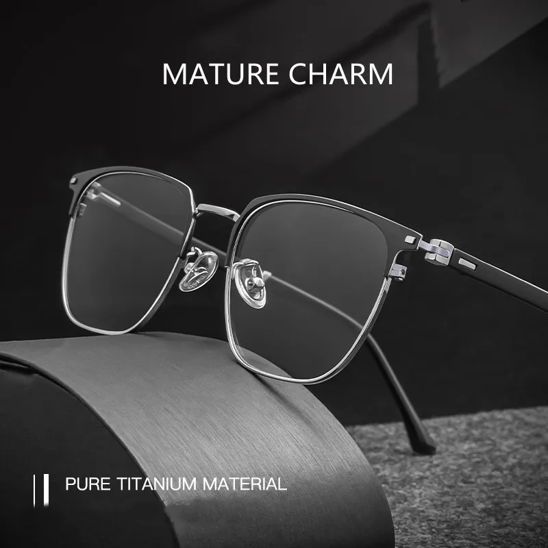 Neue Platz Mode Titan Legierung Lesebrille Für Männer Frauen Anti Blau Licht Blockieren CR-39 Photochrome Harz Gläser Linsen