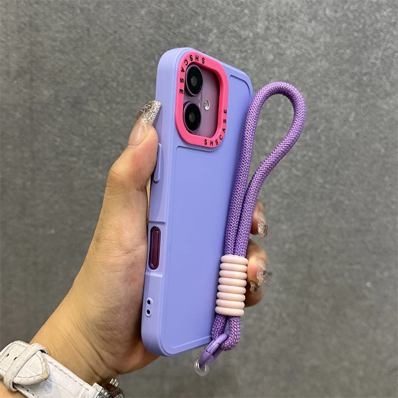 Stylish Wrist Strap Bracelet Phone Case with Colorful Lens Bumper Cover