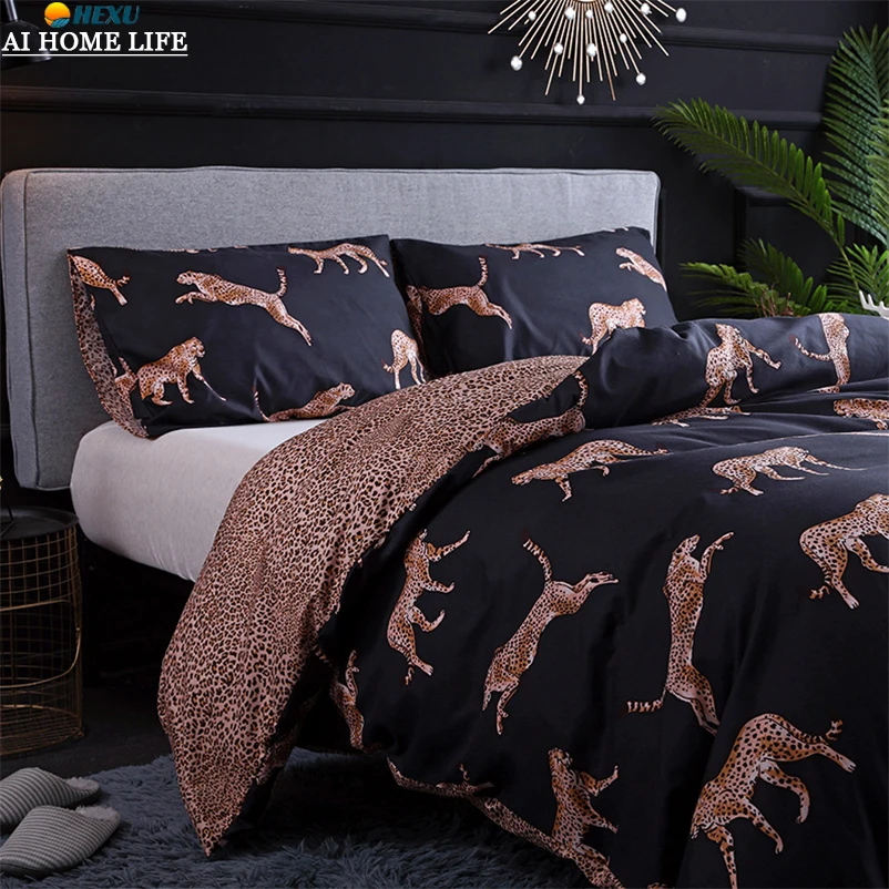 Leopard Print Bedding Set 2 People Double Bed Duvet Cover Animals