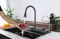 JDOOR Popular Large Single Multifunction Sink Anti-Scratch LED Digital Display Waterfall Kitchen Sink 2