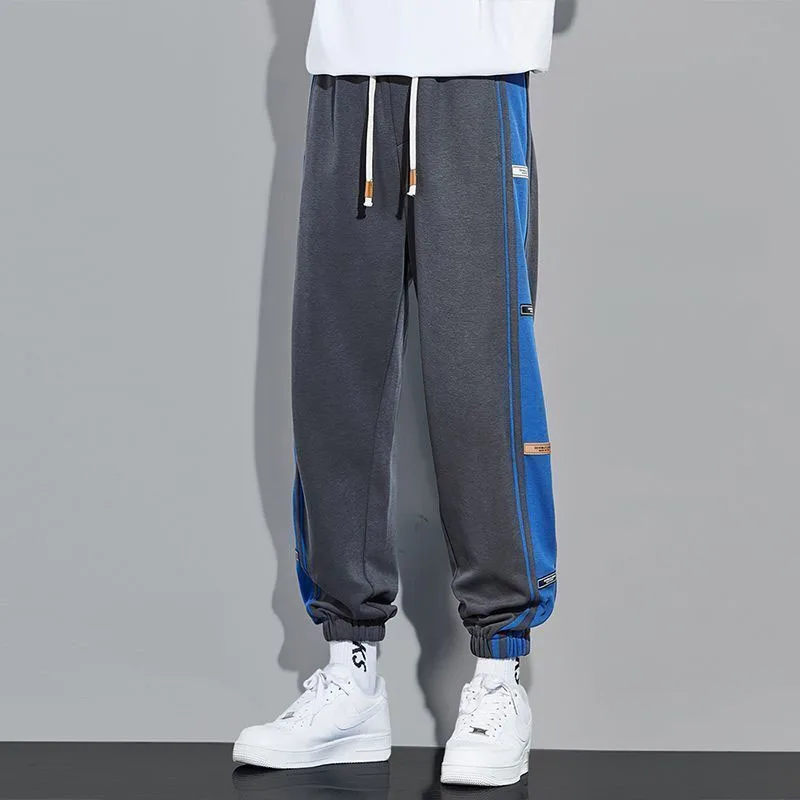 2023 New Spring and Summer Fashion Casual Splicing Contrast Color Tie Feet Trend Versatile Loose Boys' Sports Casual Pants