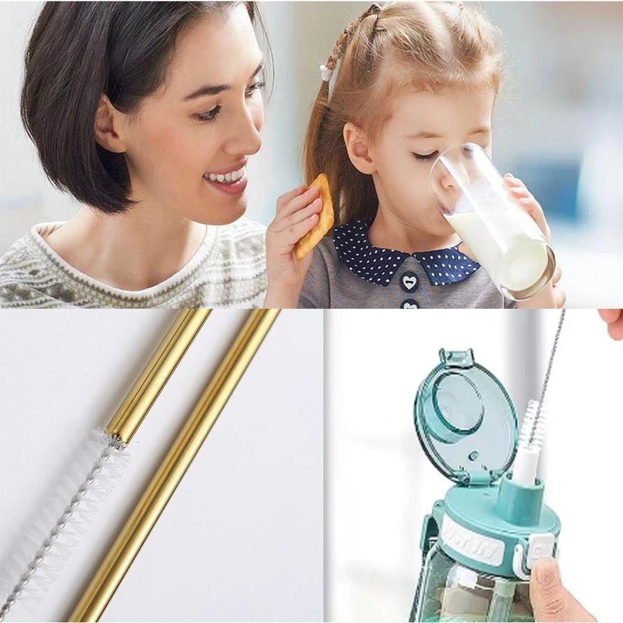 Eco-Friendly Stainless Steel Reusable Straw Set with Cleaning Brush – Perfect for Tumblers and Party Bars