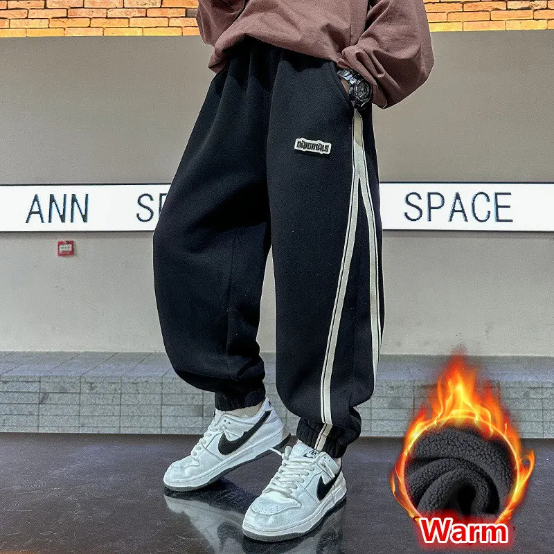 מכנסי טרנינג בגדי חורף כותנה ספורט מכנסיים מזדמנים בני נוער ספורט מכנסי טרנינג ילדים בגדי ילדים 5 עד 14 שנים