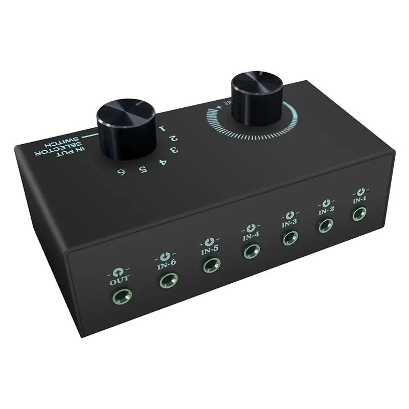 3.5Mm 헤드폰 앰프 헤드폰 앰프 ABS 6 In 1 Out 헤드폰 스위처 휴대용 Hifi 헤드폰 앰프-A86G