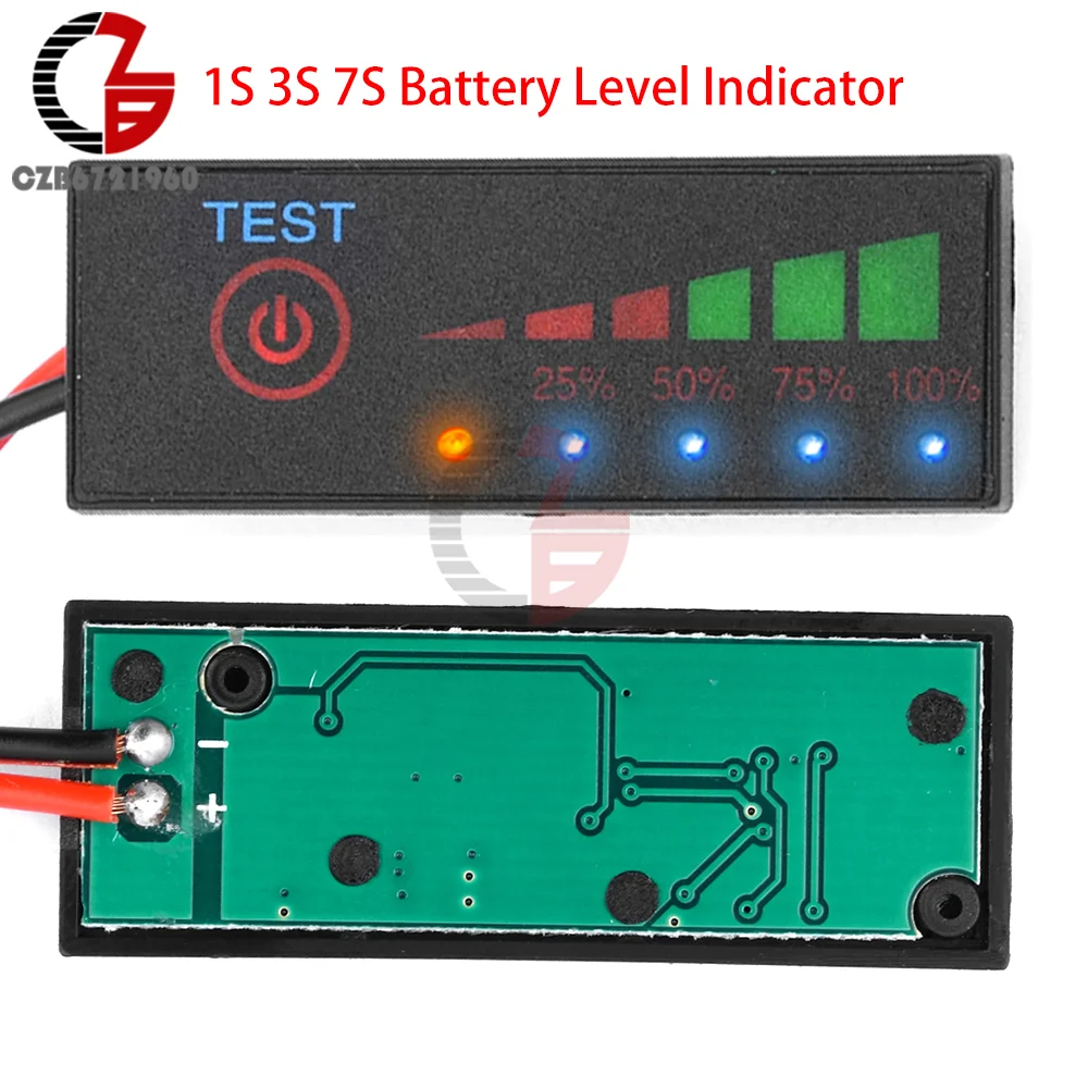 1S 3S 7S indicatore di livello della batteria scheda indicatore percentuale della batteria Tester di capacità della batteria Display a LED scheda di ricarica - immagine 2