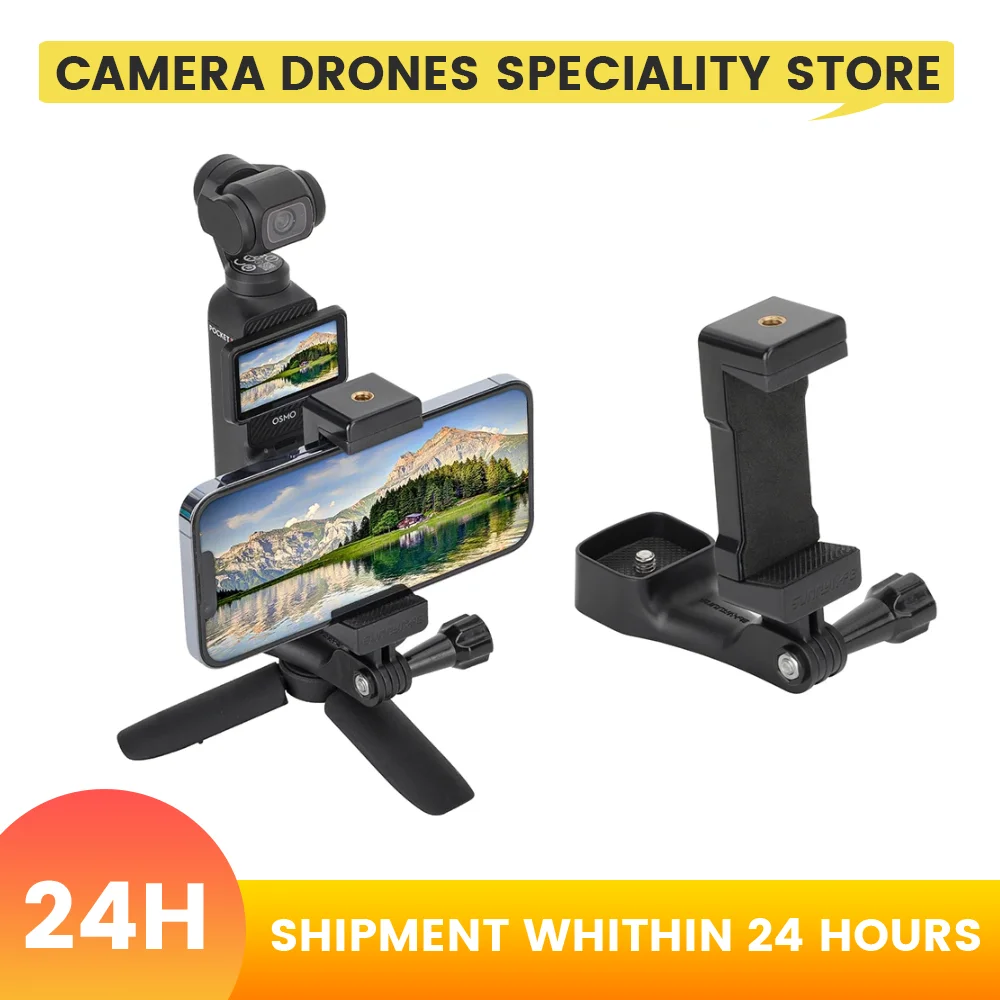 Sunnylife 포켓 3 용 전면 프레임 폰 홀더 DJI Pocket 3 카메라 액세서리 용 콜드 슈 마운트 접이식 1/4 나사 어..