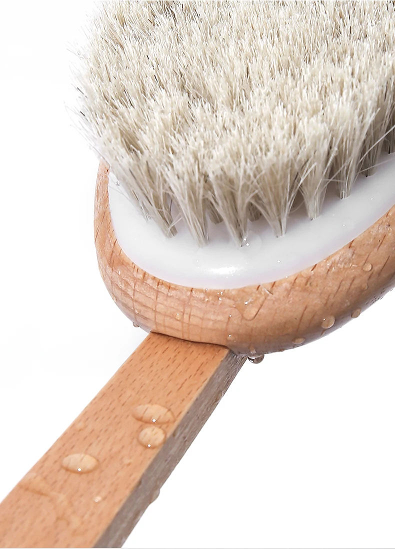 Description Picture 4 of itemLong Handle Bath Brush Horsehair Hog Bristle Scrub Skin Massage Shower Scrubber Body Cleaning Brush Bathroom Accessories