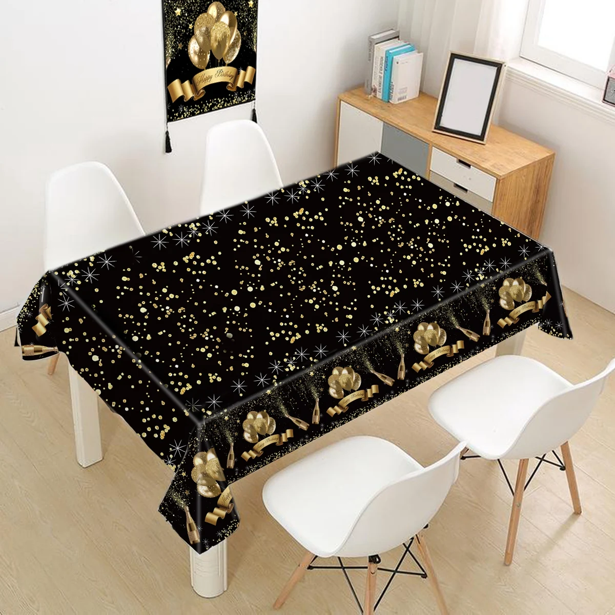 30 Tovagliette Usa E Getta In Lamina D'Oro, Nere E Dorate, Reticolo Glitter, 33 Cm, Per Matrimoni E Feste - 4