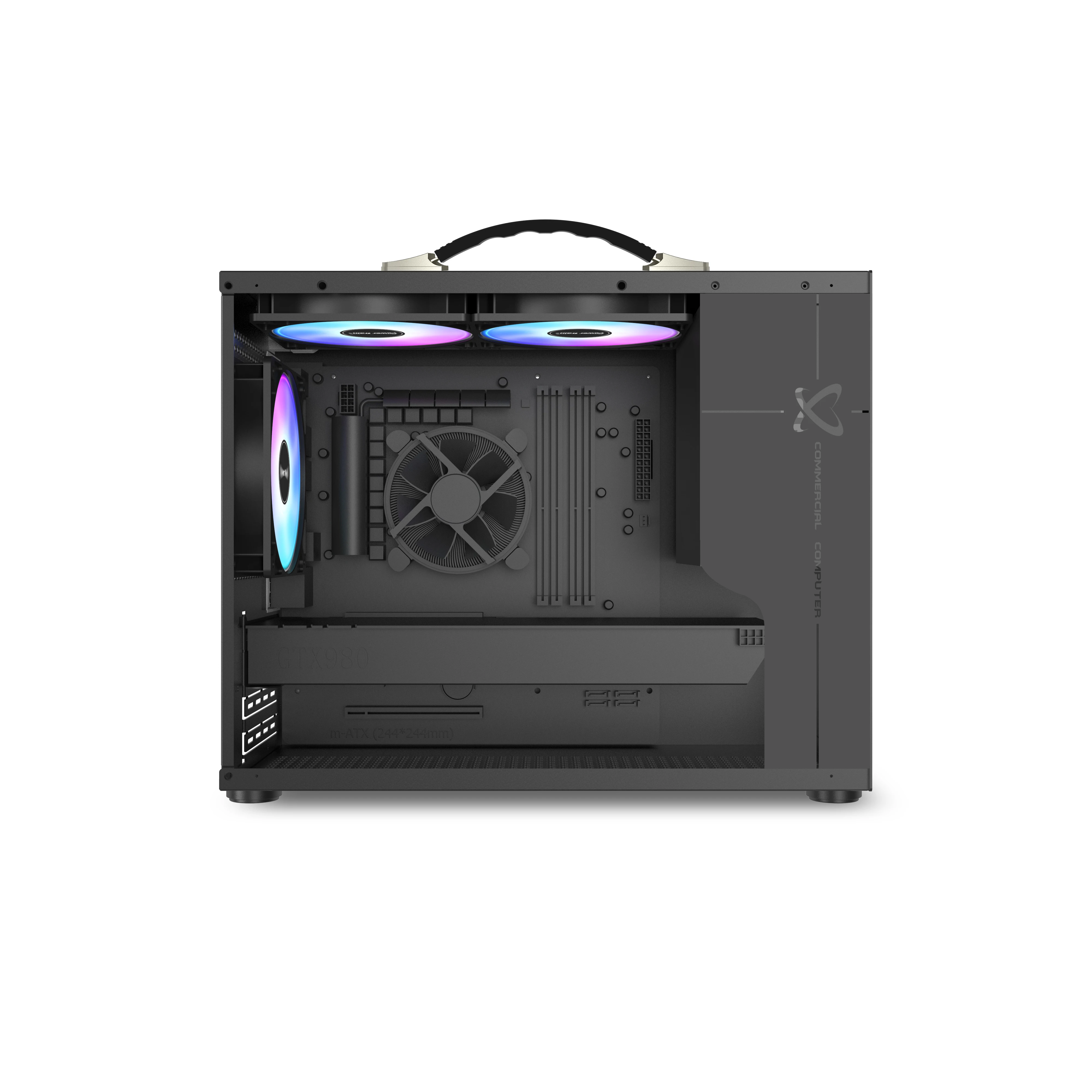 데스크탑용 파워 트레인 X-GAMERX X100 케이스, 휴대용 미니 사이즈, 측면 통풍구 포함, MATX 데스크탑 케이스