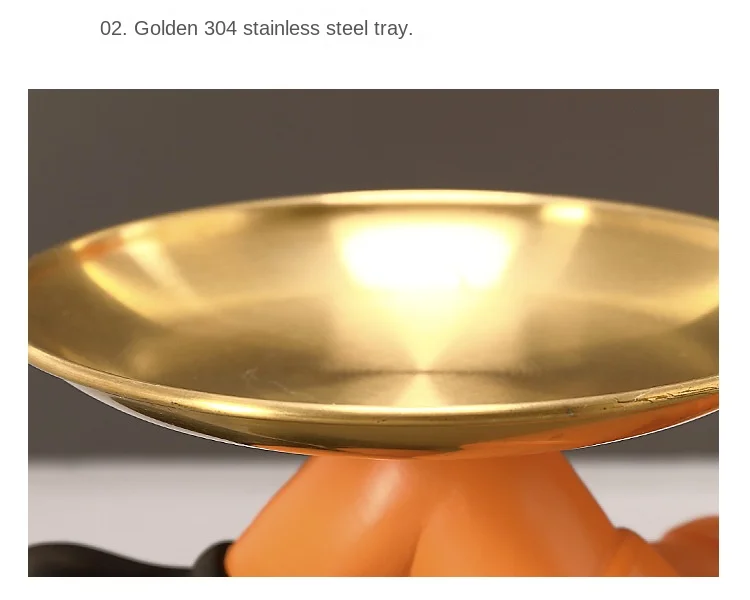 Bulldog Resin Figurine Ornament, Big Mouth Dog with Storage Tray, Candy, Key Storage Container Ornament, Tabletop Figurine