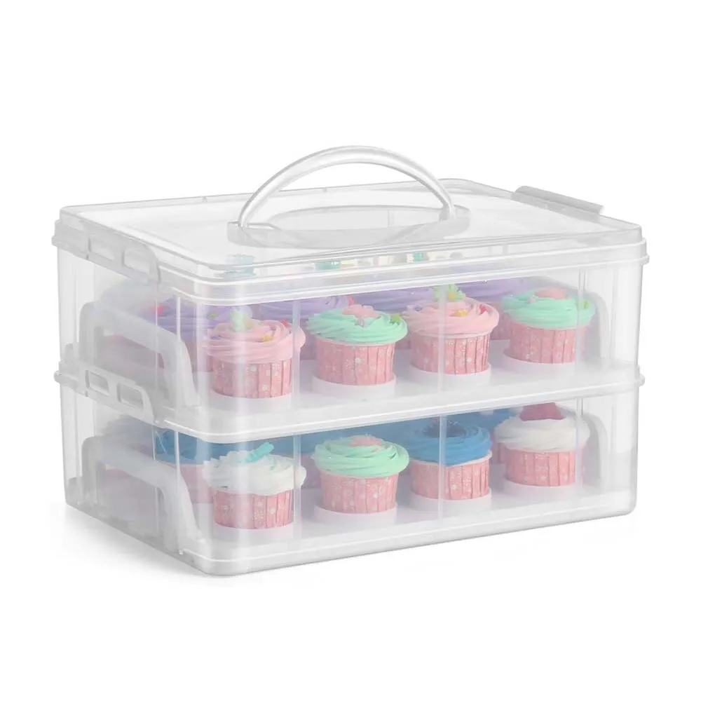 Cupcake Carrier/Holder Portable and Reusable Rectangular Cake Carrier with  Lid and Handle, 2/3 Tier Stackable Layer Insert - AliExpress