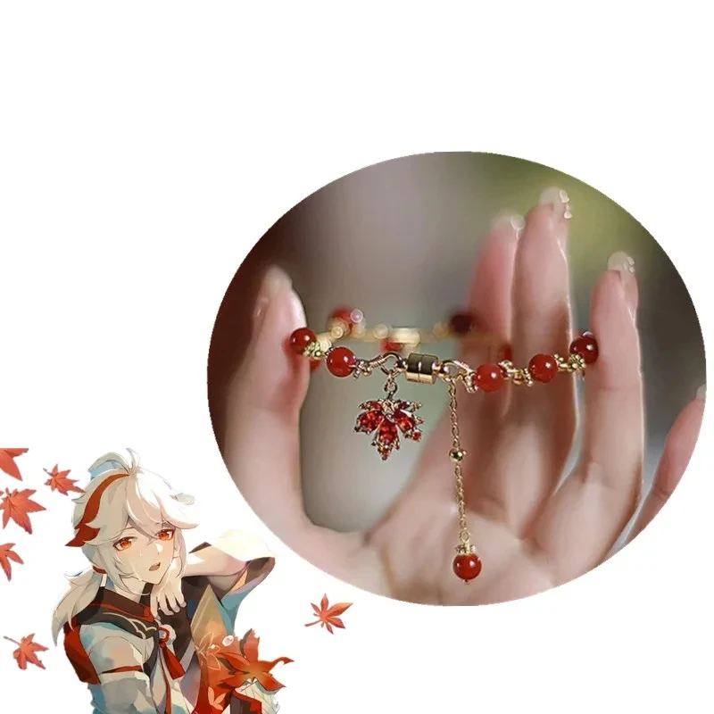 

Game Genshin Impact Kaedehara Kazuha Bracelet Cosplay Unisex Maple Leaf Pendant Bracelets Jewelry Decorative Prop Accessories