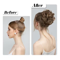 Extensions de Chignon synthétiques en désordre, grands chouchous élastiques bouclés, postiche Chignon Donut Updo pour femmes 2