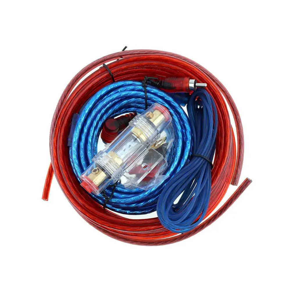 1 Set Car Audio Wiring Amplifier Subwoofer Speaker Installation Kit RCA Power Cable Fuse Holder
