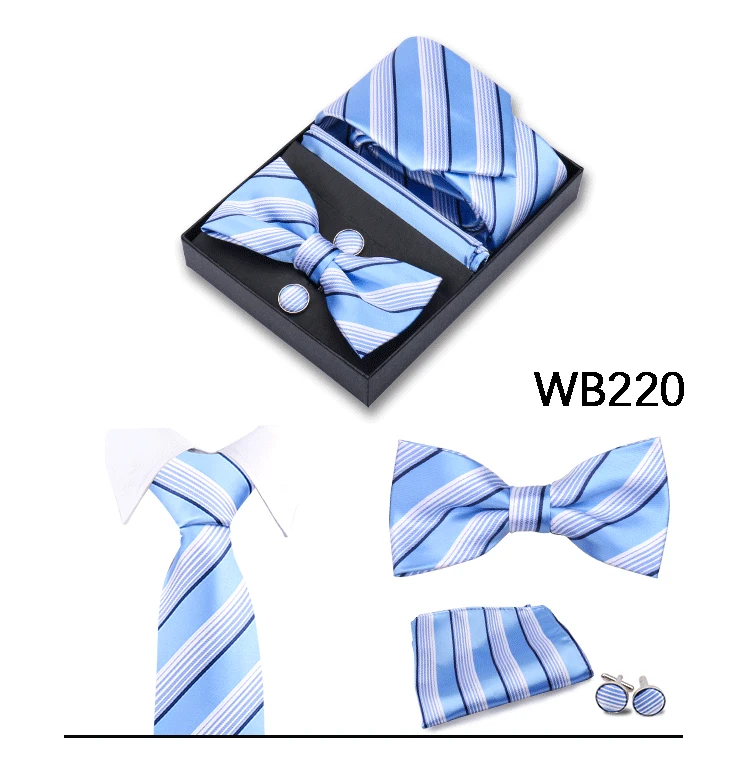 Huishi Hot Sale Herren Krawatte 6-teiliges Set Cashew-Druck Krawatten Manschetten knöpfe quadratisches Handtuch Schmetterling Bogen Business Krawatten Geschenk box – Detail 21