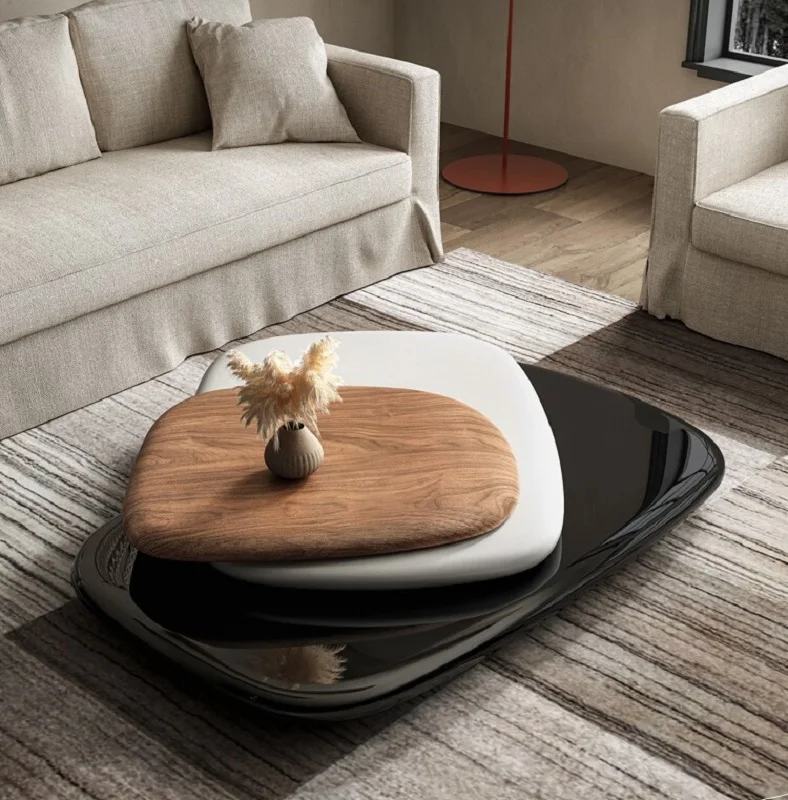 

Italian Light Luxury Tea Table, Living Room, Household Size, Simple and Modern Designer Rotating Low Table