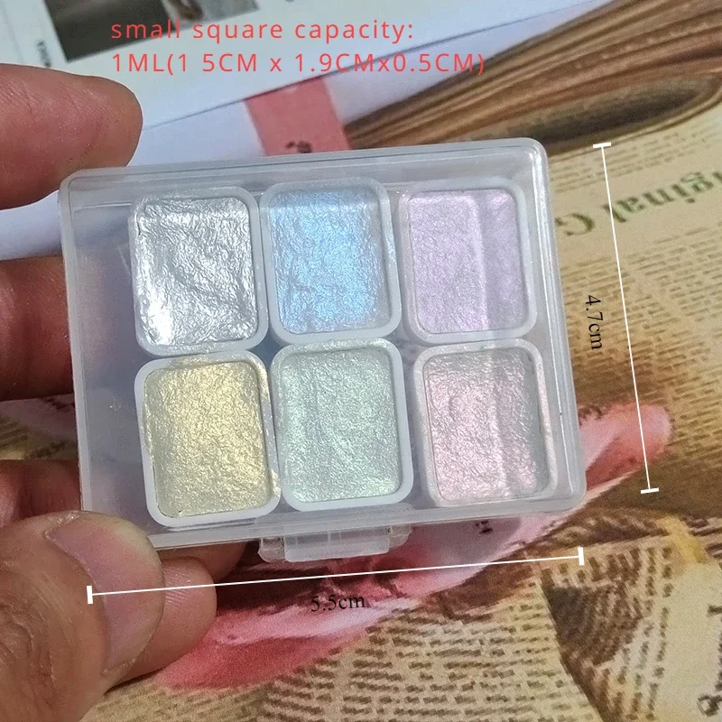Pearlescent Metallic Solid Watercolor Paint Portable Hand-packaged Palette for Painting Nails Student School Art Supplies 2