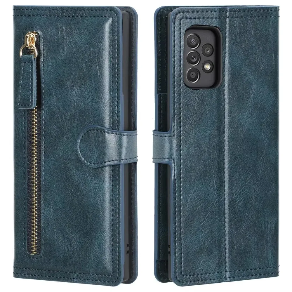 Luxury Faux Leather Zipper Wallet Stand Case Cover