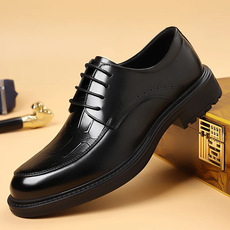 أحذية مكتب أكسفورد للرجال على الموضة عالية الجودة كاجوال من الجلد بمقدمة مستديرة مصممة للأعمال أحذية مشي خارجية