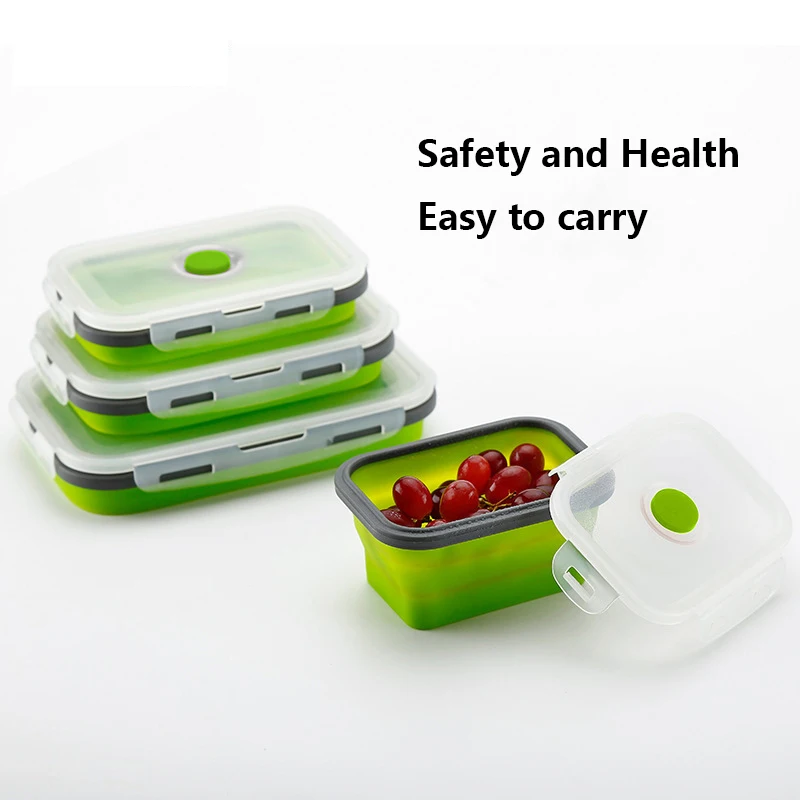 Buy Wholesale China Hot Sale Silicone Lunch Box Leak Proof Collapsible Food  Storage Meal Prep Container With Fork & Silicone Food Container at USD 2.1