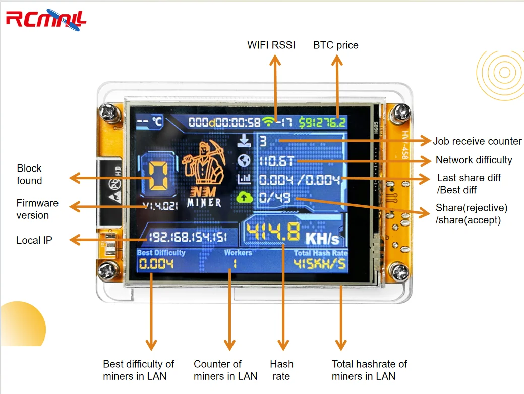 Bitcoin NerdMiner V2 NMMiner Lucky Miner Hashrate 980KH/s ESP32 2.8 inch  Smart Display Crypto Solo Lottery ESP32-2432S028R WROOM - AliExpress