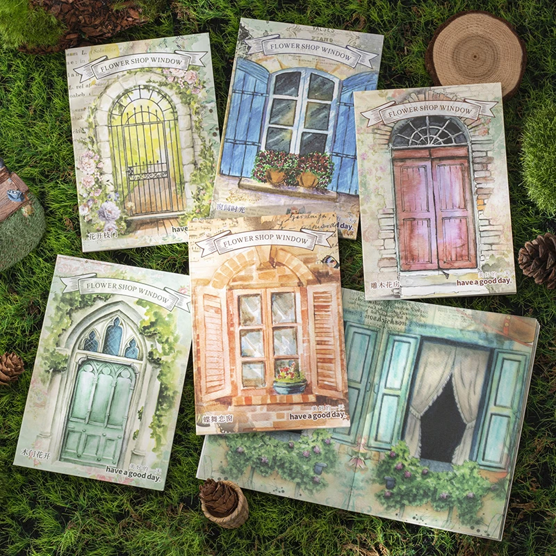 

Yoofun 20pcs/lot Outside The Greenhouse Wall Vintage Pretty Flower Window Landscape Material Paper Creative DIY Decor Stationery