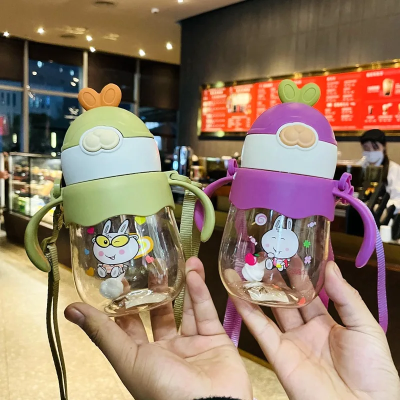 손잡이와 스트랩이 있는 빨대컵, 새지 않는 빨대컵, 용 물병, 유치원용 휴대용