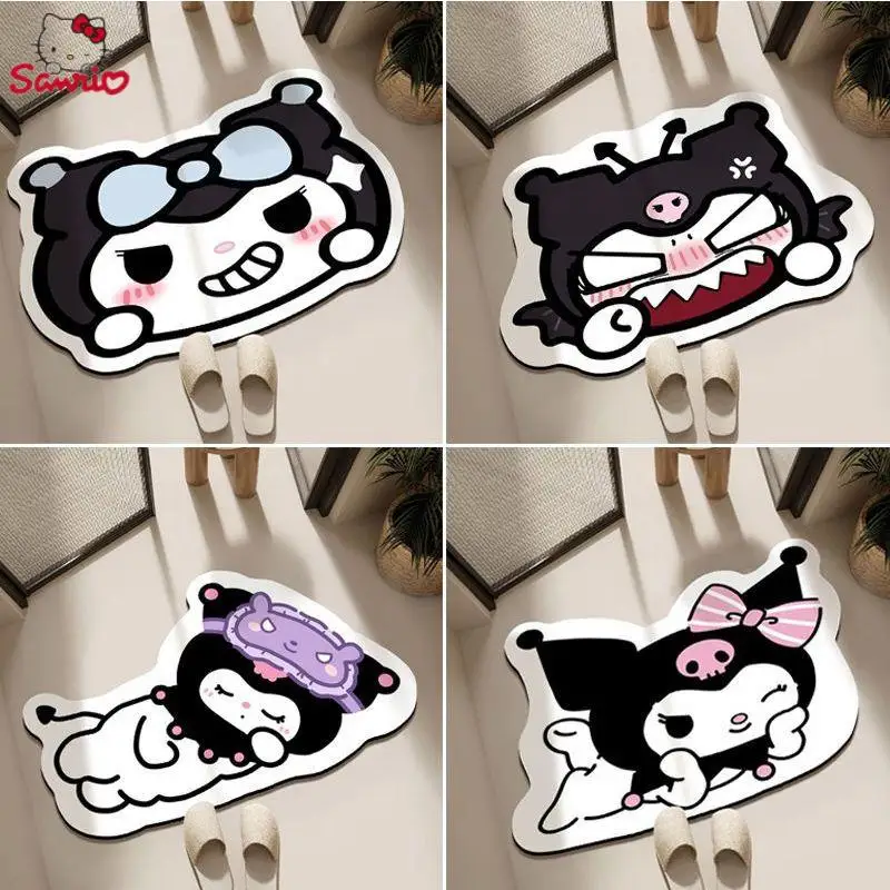 

Cartoon Sanrios Accessories Kuromi Kawaii Carpet Household Bedroom Bedside Carpet Cute Girl Room Floor Mat Dresser Foot Mat Gift