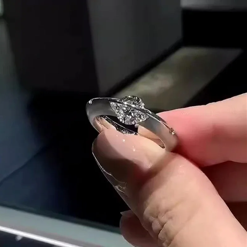 Anelli Regolabili con Pianeta Rotante in Zircone, Colore Argento, Gioielli alla Moda per Donne, Accessori Minimalisti - immagine 2