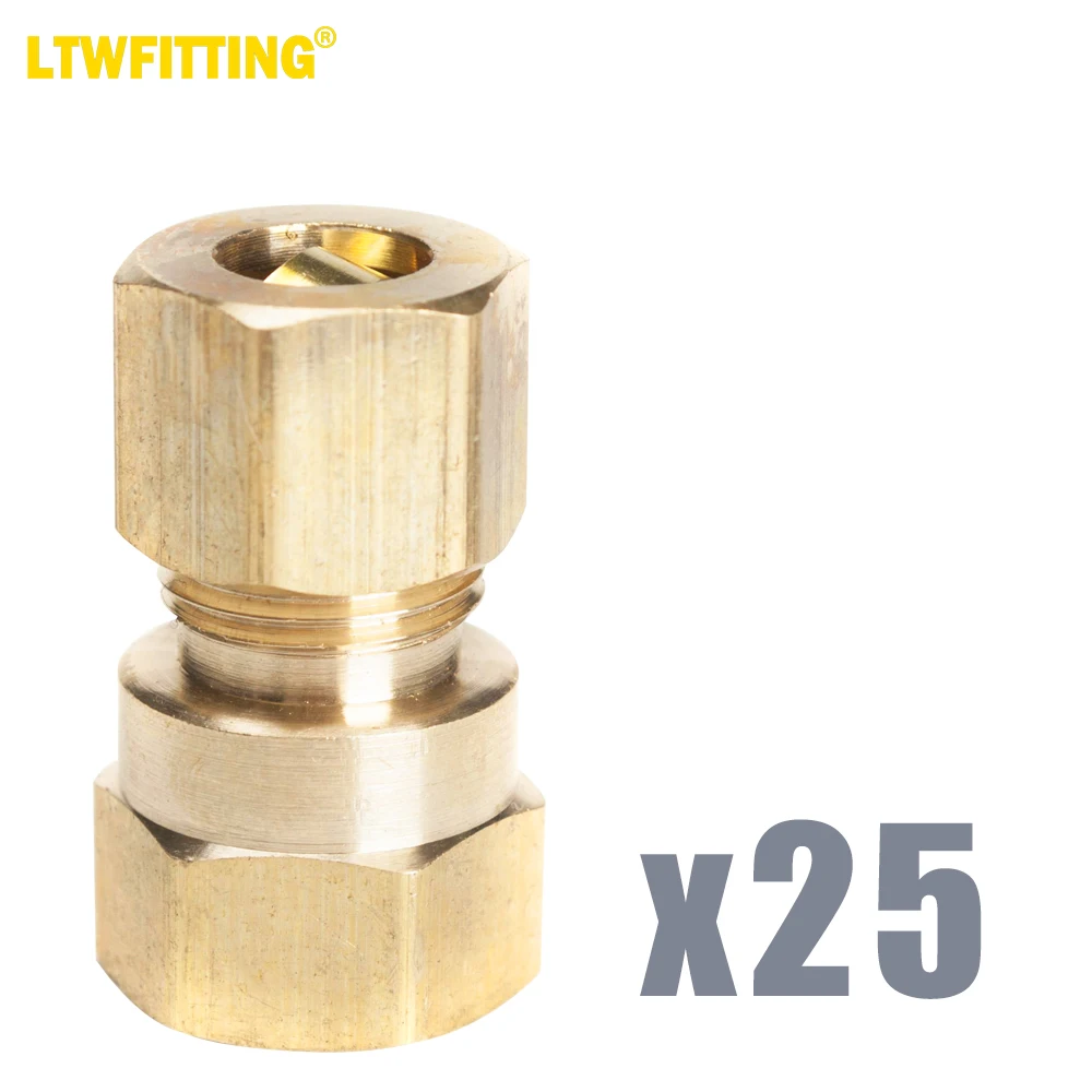 

LTWFITTING Brass 5/16-Inch OD x 1/4-Inch Female NPT Compression Connector Fitting(Pack of 25)