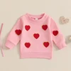 Baby Girl Valentines Sweatshirt Cute Clothes Outfit Heart Embroidery Long Sleeve Pullovers Autumn Winter Tops for Toddler 1