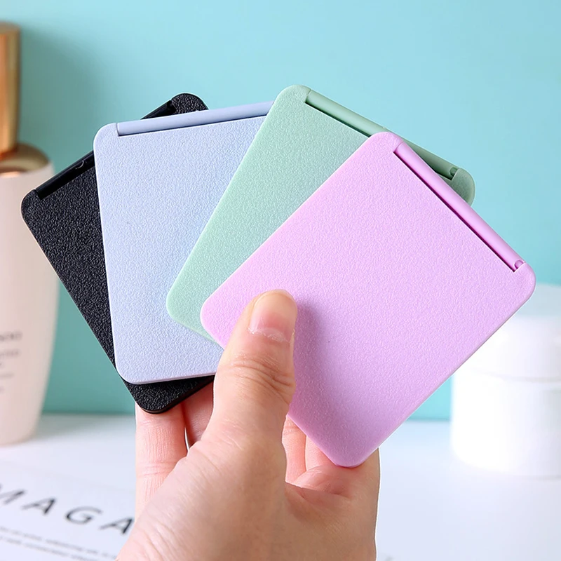 1PC Plastic Folding Mirror Pocket Mini Portable Makeup Mirrors Travel Hand Small Mirror Vanity Foldable Compact Cosmetics Tools