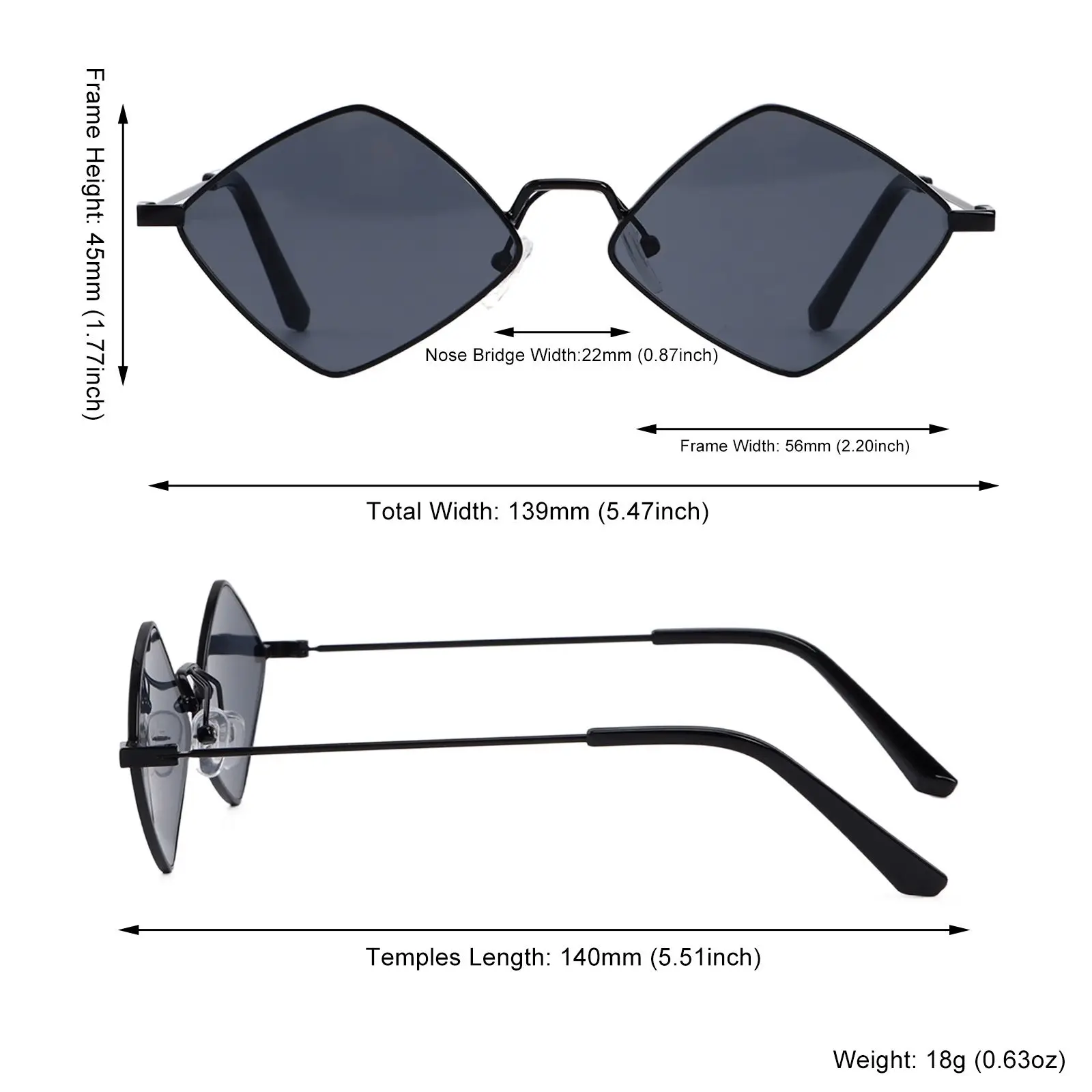 Chic Retro Diamond Sunglasses with Small Metal Frame & UV Protection