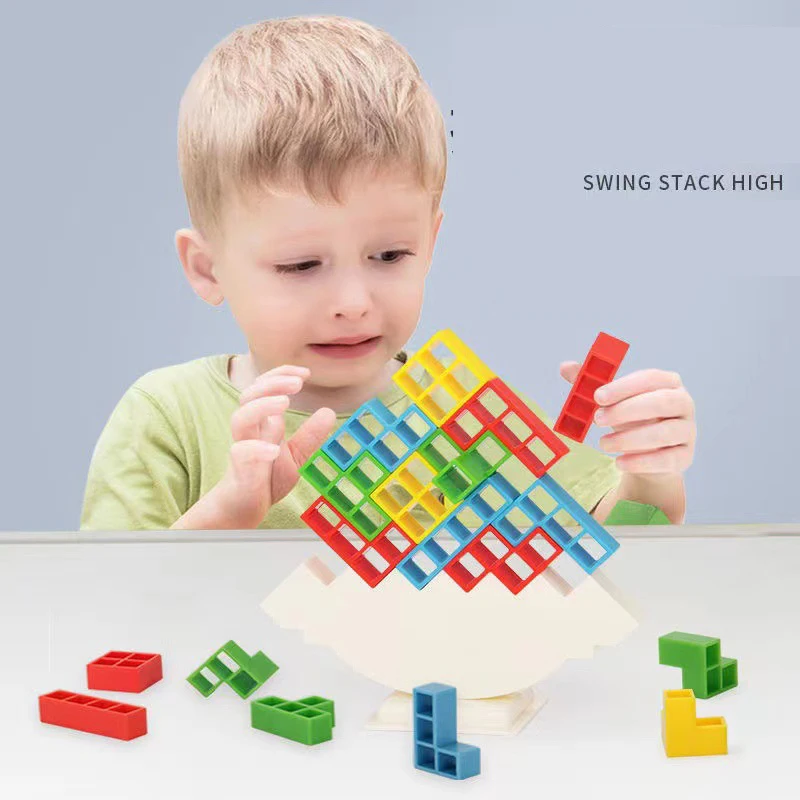 Tetra Tower Game Stacking Blocks Stack Building Blocks Balance Puzzle Board  Assembly Bricks Educational Toys for Children Adults