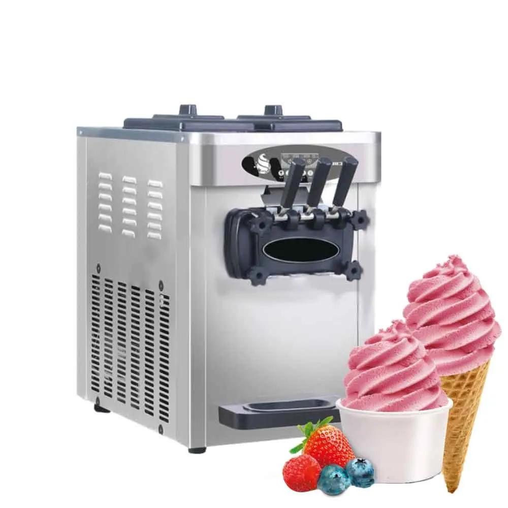 1800 W 18~22l/h Ice Cream Maker Commercial Sorbet Coolers Mobile Tricolor Flavor Sweet Cones Freezing Equipment Vending Machine 10 pcs skate marker cones roller football soccer training equipment marking cup