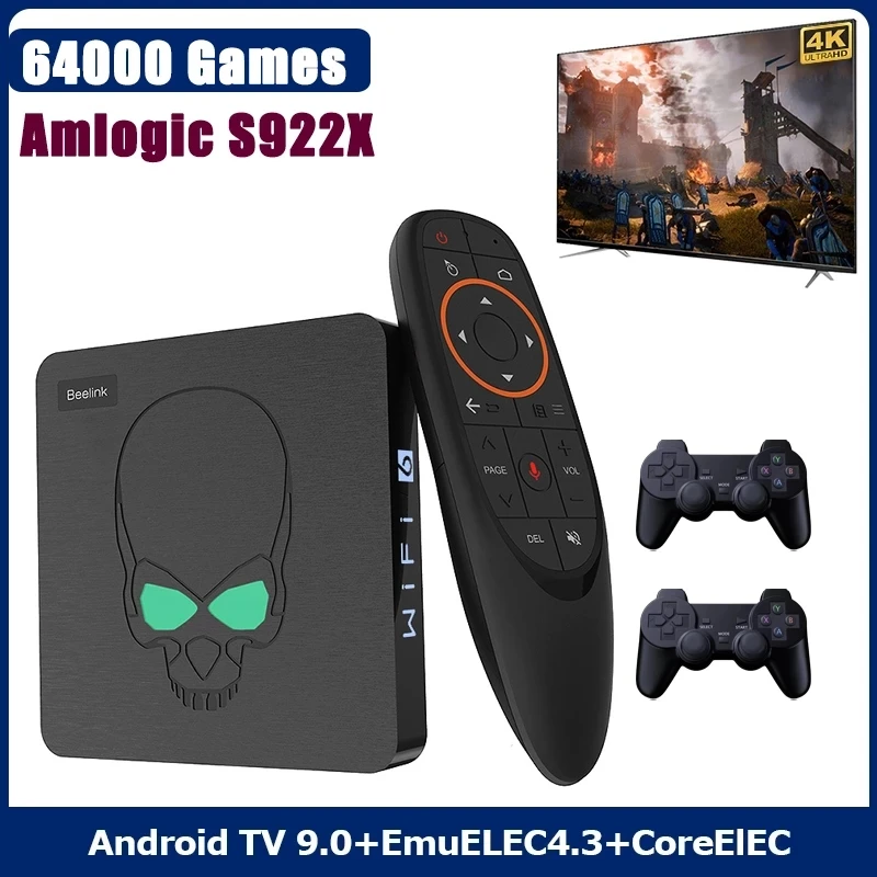 Nový beelink super konzole X král retro video hra konzolami s 64000+ hry WIFI 6 pro PSP/PS1/N64 tv/game skříňka s regulátor