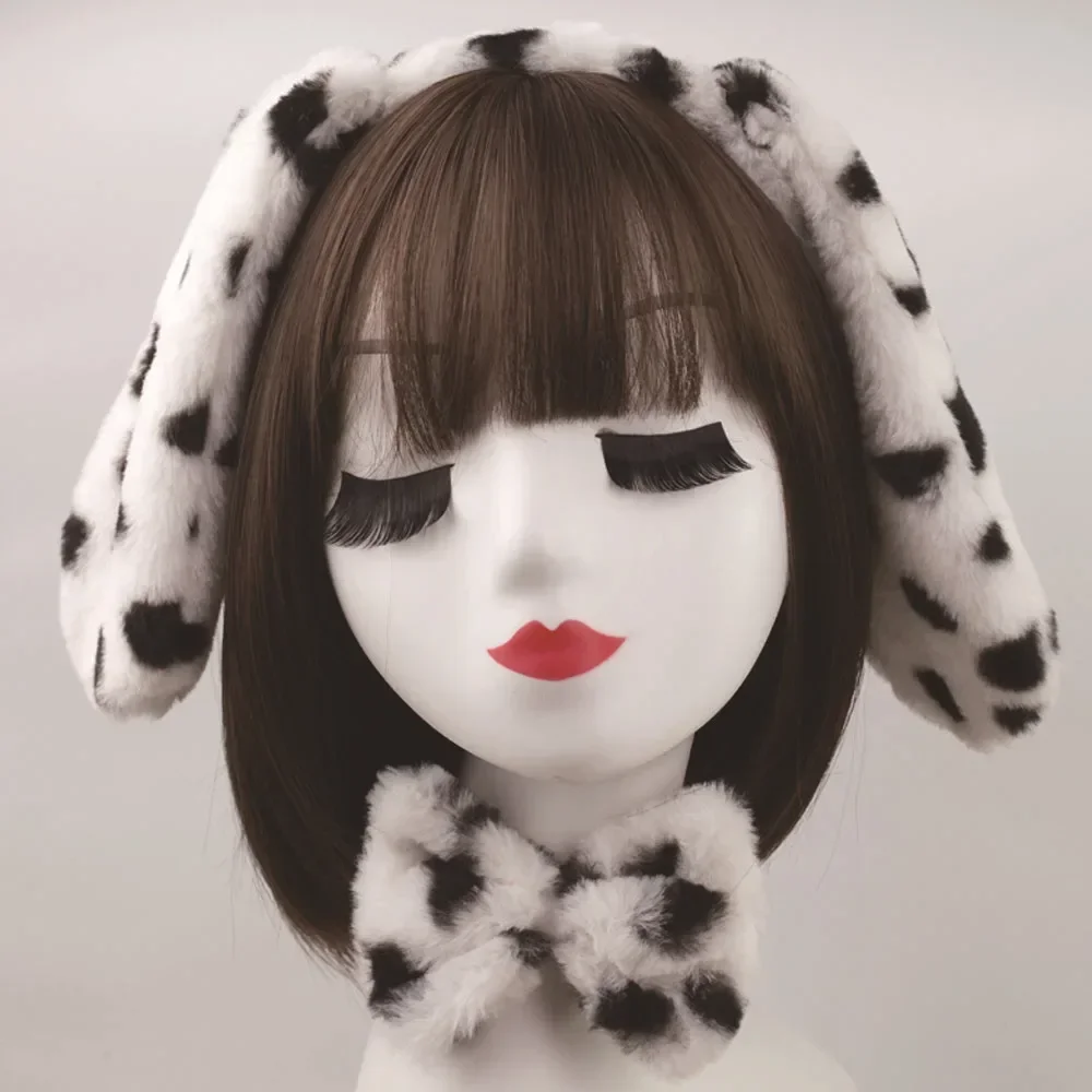 Girls Adult Children Cute Plush Anime Spotted Dog Ears Funny Animal Costume Cosplay Props Headband Skirt Nose Tail cosplay costume kids girls dress animal tutu skirt outfit