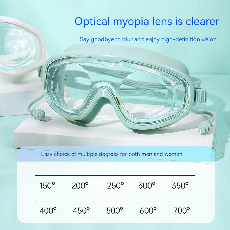 Lunettes optiques anti-buée en silicone pour myopie, lunettes de natation réglables, lunettes de plongée transparentes HD, grand cadre, hommes et femmes adultes, 0 à-7.0