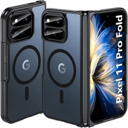 Translucent Magnetic Charging Matte Hard Cover Case for Google Pixel 10 Pro Fold (Black)