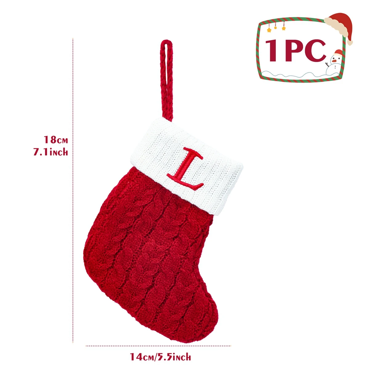 thumbnail image 1 of Calcetines navideños de punto con letras de copos de nieve, decoración navideña para el hogar 2024, adorno para árbol de Navidad, regalo de Navidad 2024, 1 of 5