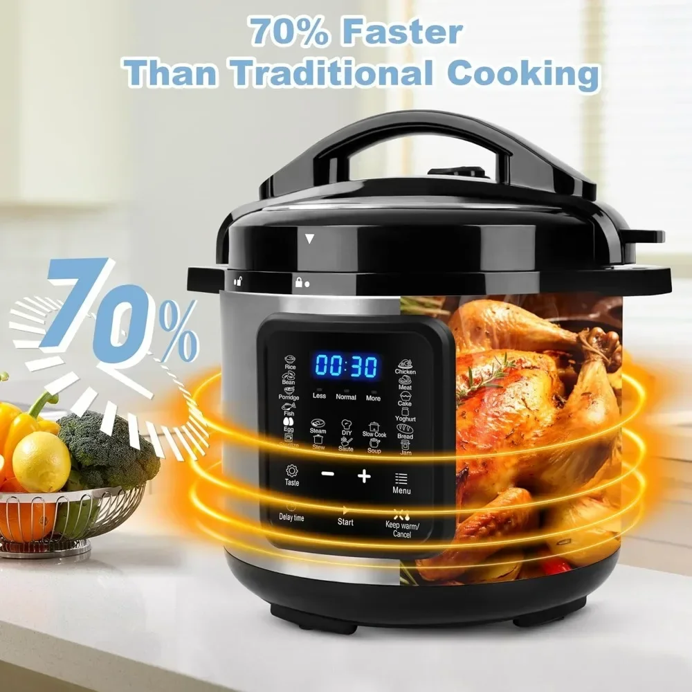 9-in-1 Slow Cooker with 24H Delay Timer, Warmer & Sterilizer, 6 Quart Electric Pressure Cookers 6 Quart Multi-Cooker 5