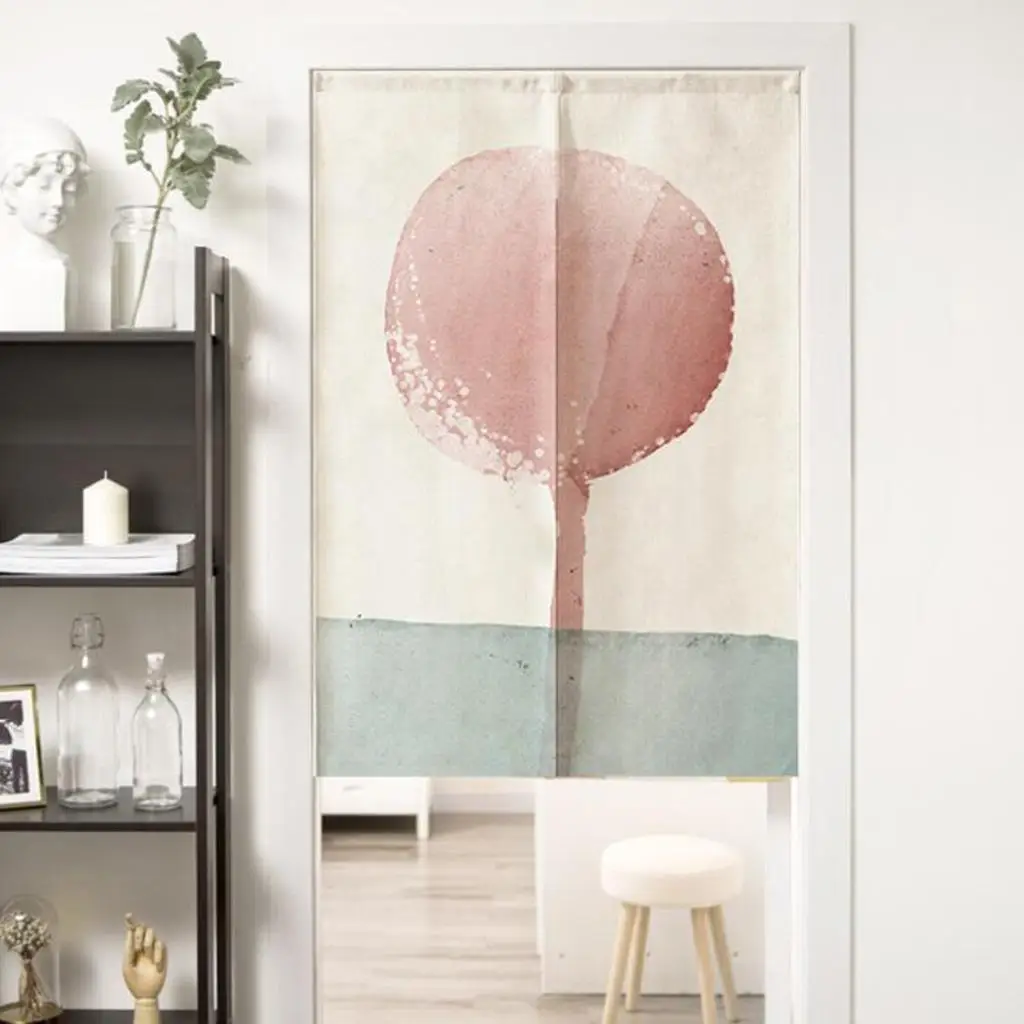 Watercolor Nordic Style Noren Tapestry Doorway Curtain Voile Curtains Transparent Decorative Curtain Panels for Door Window