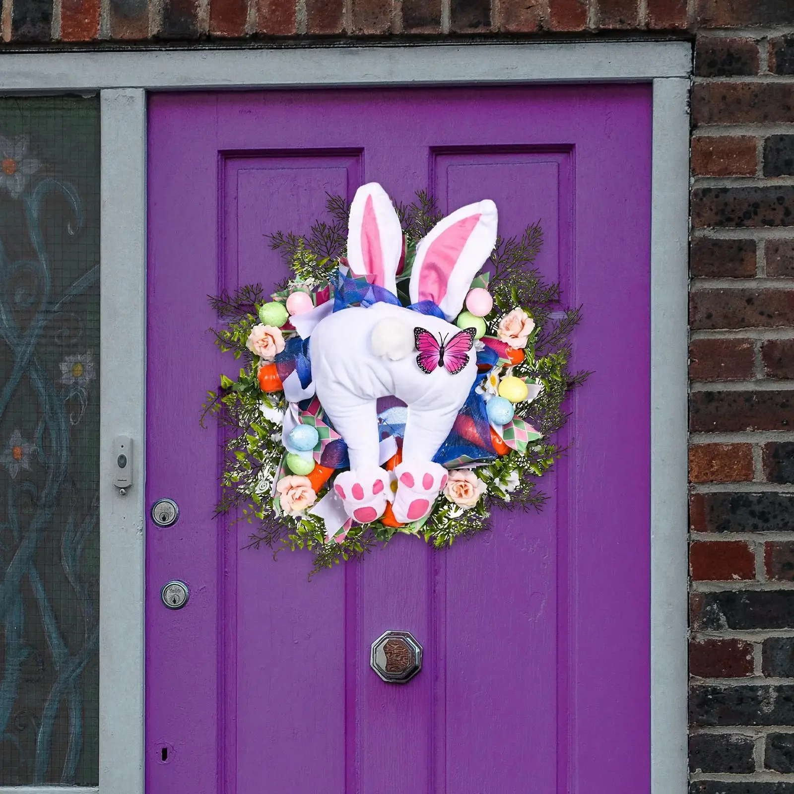 

Easter Rabbit Wreath Hanging Ornament Spring Wreath for Hallway Durable