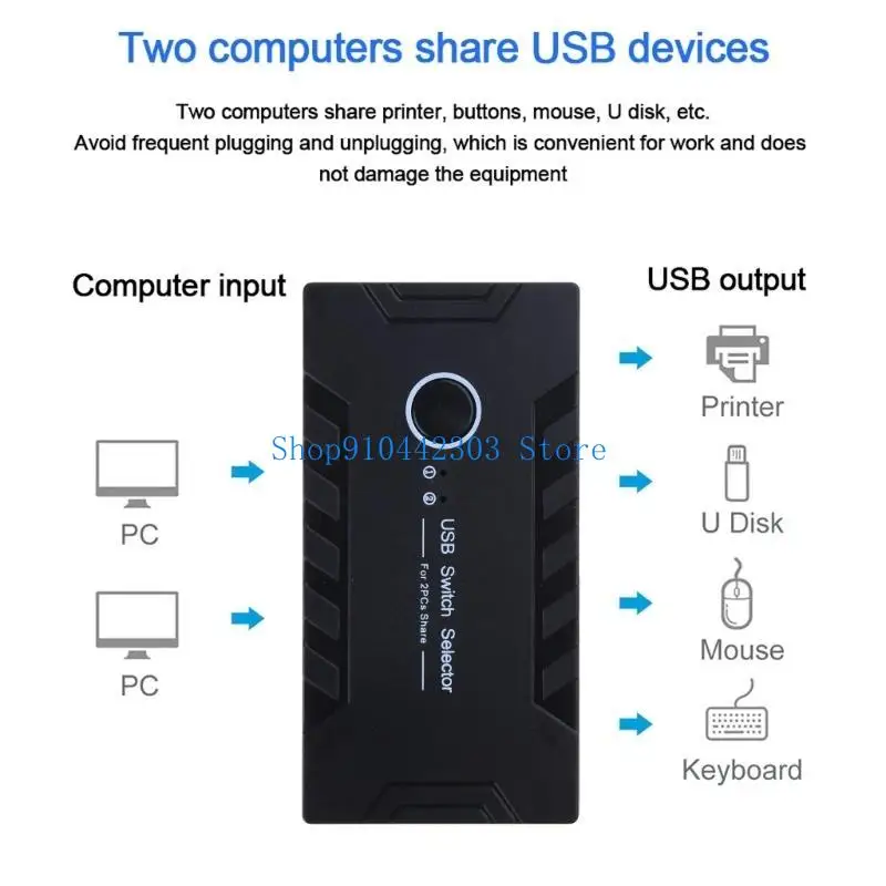 652F USB2.0 스위치 선택기 4 포트 2 컴퓨터 프린터용 스위처 어댑터 허브