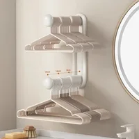 retractable clothes hanger multipurpose wall-mounted storage holder space saving with expandable Rod Clothing Hanger and Hooks 2